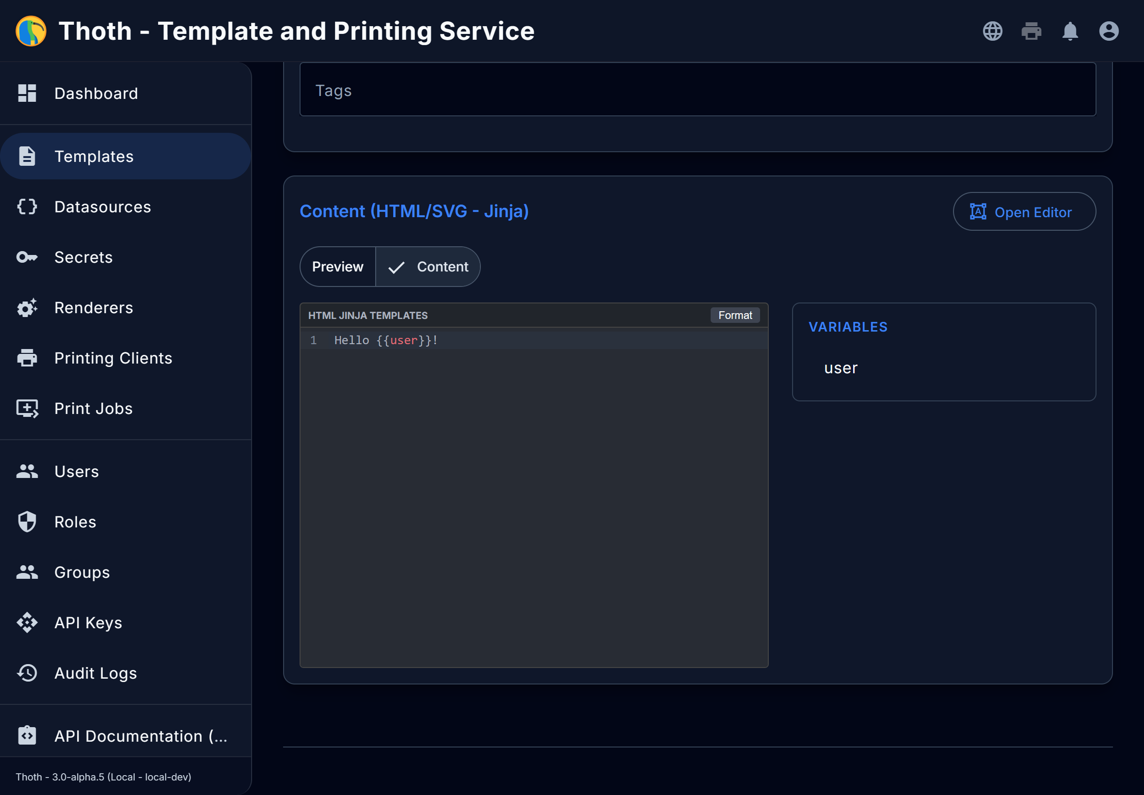 Template Designer Code